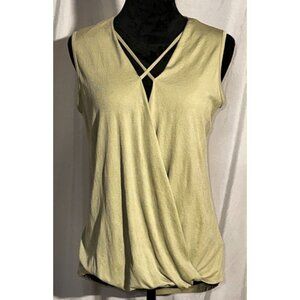 TBH Olive Sleeveless Crossover Top, Size Medium